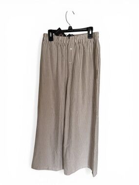 Sincerely Jules Beige and White Striped Wide-Leg Trousers